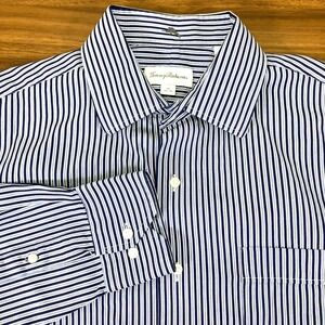 Tommy Bahama Mens Blue/White Striped 100% Cotton Long Slv‎ Button Dn Shirt 16/30